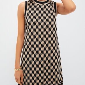 Camila Coelho Black and Tan Geometric Mini Dress